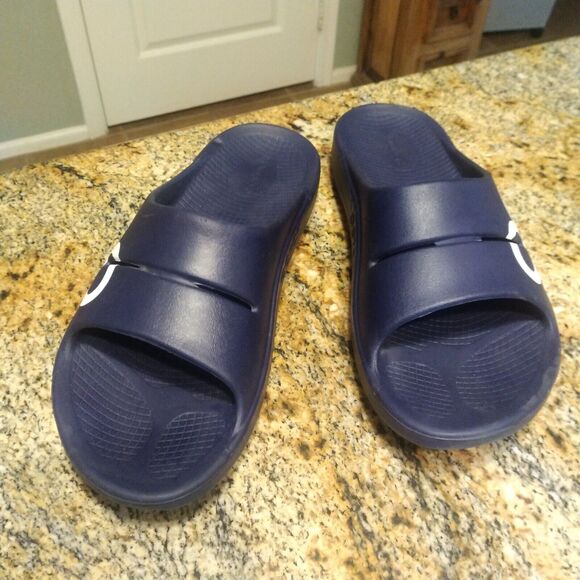 OOFOS OOahh Luxe Women's Sport Slide Recovery Comfort Sandals Blue Size W13/M11 - Picture 3 of 13